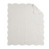 Oversized Quilted Throw with Scalloped Edges White 60x72"