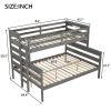 Wood Twin XL over Queen Bunk Bed with Ladder, Gray
