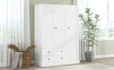 3 Shutter Door Wardrobe Armoire Closet with 2 Drawers, White(Expected Arrival Time: 1.12)