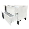 Modern High Gloss 3-Piece Bedroom Set Floating Bed Frame Queen Size Platform Bed with LED Light & 2 Nightstands, White