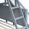 Twin over Full Bunk Bed with 2 Drawers, Slide, Shelves, Ladder, Rubber Wood Bunk Bed with Slide, Drawers,Grey(Old Sku:W504S00061)