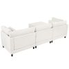 U_Style Modern Modular Sectional Sofa with Movable Ottoman, 110 Inch 4 Seat Sofa Set with 5 pillows, Unique Piping Stitch Design