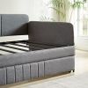 Daybed, sofa bed metal framed with trundle twin size, Grey, 78.4''w x 41''d x 29.8''h.