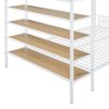 Twin Over Full Metal Bunk Bed with 5-Tier Shelves, White