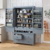 [Assembly&Show Video Available] TOPMAX Freestanding Large Kitchen Pantry Wooden Kitchen Storage Cabinet Cupboard with 8 Door Shelves