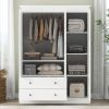 3 Shutter Door Wardrobe Armoire Closet with 2 Drawers, White(Expected Arrival Time: 1.12)