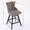 Swivel Velvet Barstools with Button Tufted Decoration and Wooden Legs, and Chrome Nailhead Trim, Leisure Style Bar Chairs,Bar stools, Set of 2 (Blue)