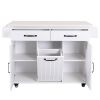 K&K Kitchen Island with Trash Can Storage Cabinet, Kitchen Cart with Drop Leaf, Spice Rack, Towel Rack and Drawer