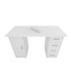 Double Edged Manicure Nail Table with Drawer White
