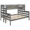 Wood Twin XL over Queen Bunk Bed with Ladder, Gray