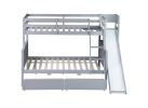 Twin over Full Bunk Bed with 2 Drawers, Slide, Shelves, Ladder, Rubber Wood Bunk Bed with Slide, Drawers,Grey(Old Sku:W504S00061)
