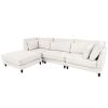 U_Style Modern Modular Sectional Sofa with Movable Ottoman, 110 Inch 4 Seat Sofa Set with 5 pillows, Unique Piping Stitch Design