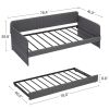 Daybed, sofa bed metal framed with trundle twin size, Grey, 78.4''w x 41''d x 29.8''h.