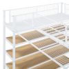 Twin Over Full Metal Bunk Bed with 5-Tier Shelves, White