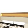 Twin Size Daybed with Trundle, Upholstered Daybed with Charging Station and LED Lights, Beige