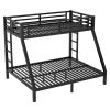 Metal Twin XL over Queen Bunk Bed for Teens and Adults,Space-Saving/Noise Reduced/No Box Spring Needed,Black