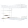 Twin Over Full Metal Bunk Bed with 5-Tier Shelves, White