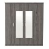 4-Door Mirror Wardrobe with shelves, Gray