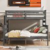 Wood Twin XL over Queen Bunk Bed with Ladder, Gray