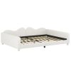 Full size Upholstered Daybed, Sherpa Fabric Sofabed with Cloud-Shaped Backrest, No Box-spring Needed, White
