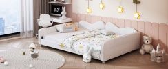 Full size Upholstered Daybed, Sherpa Fabric Sofabed with Cloud-Shaped Backrest, No Box-spring Needed, White