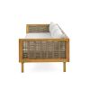 CLAREMONT 3 SEATER DAYBED WITH RATTAN ARMS (LIGHT GREY CUSHION)