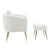 Velvet Accent Chair Set Barrel Chair with Ottoman Modern Club Chair Reading Armchair with Lumbar Pillow for Living Room, Bedroom, Study Room