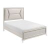 1pc Modern Luxury Queen Bed Upholstered Headboard with LED Lighting Wooden Bedroom Furniture Antique White Finish and Gold
