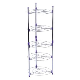 5 Tiers Home Kitchen Pans Pots Storage Rack Durable Metal Wire Shelving Organizer (Option: Macaron)
