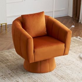 360¬∞ Swivel Accent Chair, Modern Velvet Fabric Living Room Armchair with Fluffy Cushions, Comfy Wide Upholstered, Barrel Accent Chairs for Living Roo (Color: as picture)