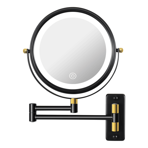 8.6" Wall Mounted Makeup Mirror with LED Lights, Double Sided 1X/10X Magnifying Mirror, 360¬∞ Swivel Bathroom Vanity Mirror with Extension Arm