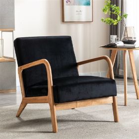 Classic Mid Century Modern Accent Chairs for Living Room or Bedroom, Espresso Finish Open-Framed Armchair with Plush Cushioning and Velvet Fabric (Color: as Pic)