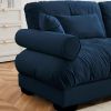 Modern Two-Seat Sofa with Bolstered Armrests,Velvet 2-Seat Sofa With Waist Pillows and Throw Pillows , Suitable for Living Room