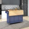 Rolling Mobile Kitchen Island with Solid Wood Top and Locking Wheels,52.7 Inch Width,Storage Cabinet and Drop Leaf Breakfast Bar,Spice Rack