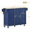 Rolling Mobile Kitchen Island with Solid Wood Top and Locking Wheels,52.7 Inch Width,Storage Cabinet and Drop Leaf Breakfast Bar,Spice Rack