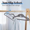 60 piece set of pink/gray velvet hangers, space saving hangers with tie bars, anti slip felt hangers with shoulder notches