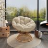 40" Ergonomic Wicker Chair with Cloud Thick Density Fabric Cushion,3-proof Cover,High Capacity Iron Frame,Fluid 360 Degree Swivel for Reading