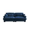 Modern Two-Seat Sofa with Bolstered Armrests,Velvet 2-Seat Sofa With Waist Pillows and Throw Pillows , Suitable for Living Room