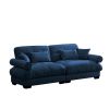 Modern Two-Seat Sofa with Bolstered Armrests,Velvet 2-Seat Sofa With Waist Pillows and Throw Pillows , Suitable for Living Room