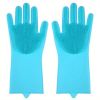 1pair Kitchen Silicone Dishwashing Gloves; Housework Cleaning Waterproof Insulation Magic Gloves; Dishwashing Brush