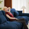 Modern Two-Seat Sofa with Bolstered Armrests,Velvet 2-Seat Sofa With Waist Pillows and Throw Pillows , Suitable for Living Room