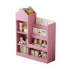 Kids Wooden Bookshelf Toy Storage Organizer with Bookcase, Kid's Storage Unit with 6 Compartments, Children Multi Shelf for Books, Toys Shelf