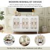 Modern Mirrored TV Stand for TV up to 55 Inches,Entertainment Center Solid Wood Legs,Metal Handle and 3 Adjustable Shelves For Living room