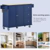 Rolling Mobile Kitchen Island with Solid Wood Top and Locking Wheels,52.7 Inch Width,Storage Cabinet and Drop Leaf Breakfast Bar,Spice Rack