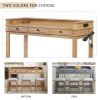 4-piece Dining Bar Table Set with 3 Upholstered Stools,Multifunctional Dining Table with 3 Drawers (Gray)