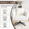 360¬∞ Swivel Accent Chair, Modern Velvet Fabric Living Room Armchair, Comfy Wide Upholstered with Fluffy Cushion and Metal Legs