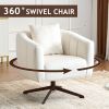 360¬∞ Swivel Accent Chair, Modern Velvet Fabric Living Room Armchair, Comfy Wide Upholstered with Fluffy Cushion and Metal Legs