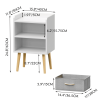 Nightstand With Collapsible Fabric Drawer, 2-Tier Storage End Table, Wood Side Table with Storage Cabinet for Bedroom, Living Room
