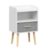 Nightstand With Collapsible Fabric Drawer, 2-Tier Storage End Table, Wood Side Table with Storage Cabinet for Bedroom, Living Room