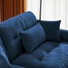 Modern Two-Seat Sofa with Bolstered Armrests,Velvet 2-Seat Sofa With Waist Pillows and Throw Pillows , Suitable for Living Room